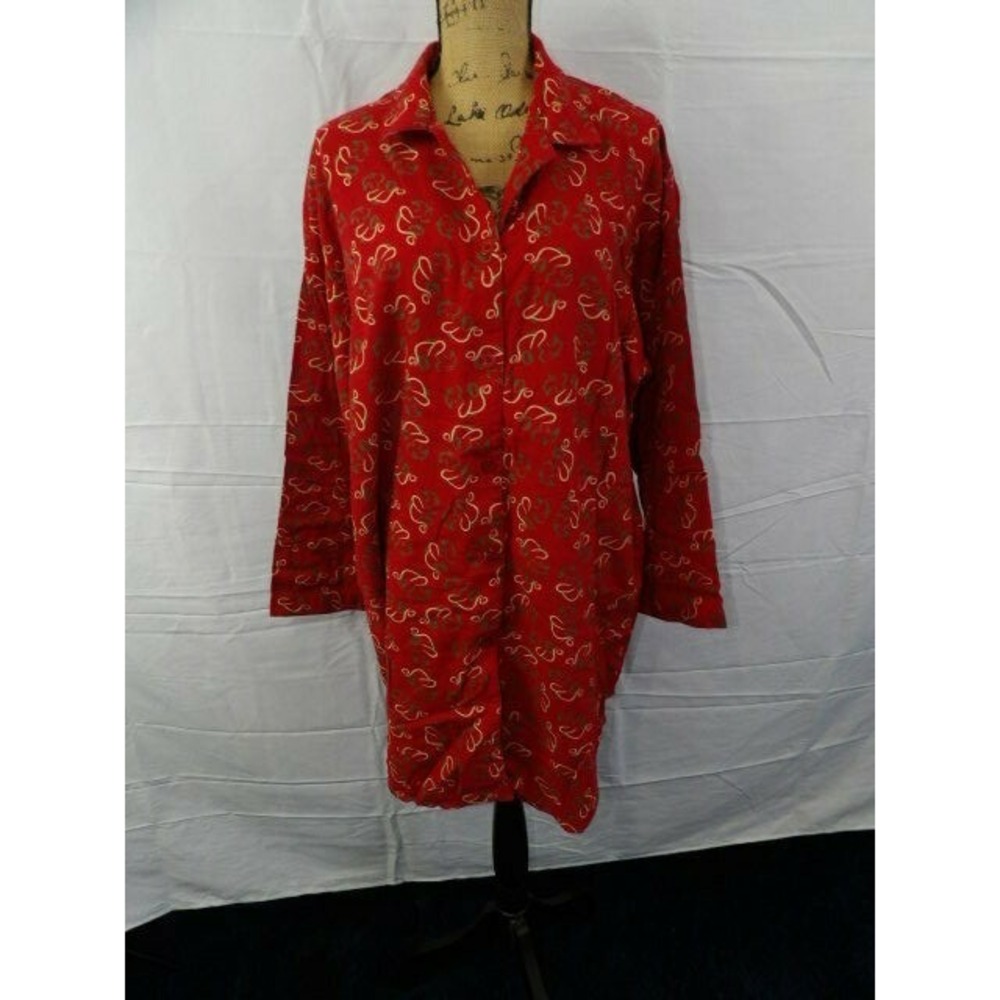 Walt Disney World Red Flannel Sleep Shirt with Christmas Mickey Print Size L/XL